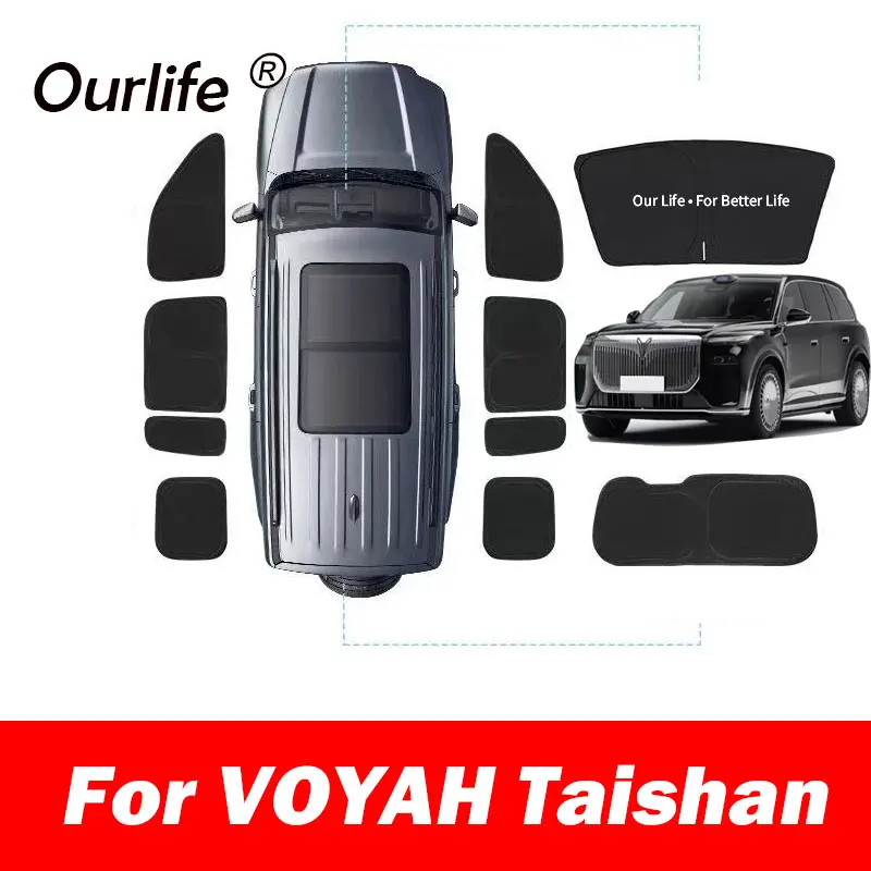 

For VOYAH taishan 2026 2027 Full Black Car Sunshade Side Window Privacy Curtains Front Rear Sunscreen Heat Insulation Sunshield