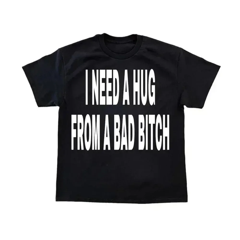 

Hip Hop Men Summer Goth Harajuku Loose Women T Shirt Casual Short Sleeve Letter Print Tshirt Summer T-Shirt Top Tee Y2k Emo