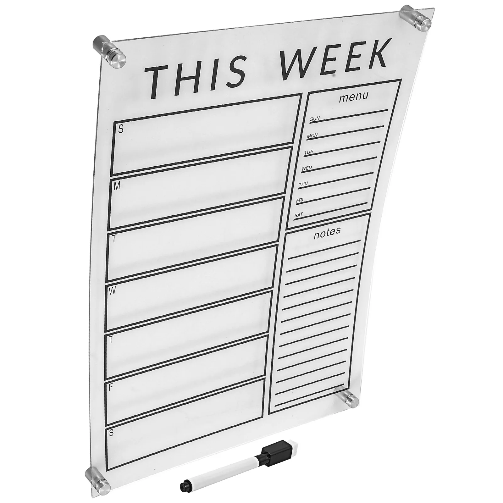 مجموعة واحدة من لوحة مذكرة التخطيط الأسبوعي القابلة للمسح، لوحة رسائل شفافة من الأكريليك البسيط لعرض التذكير الأسبوعي للمكتب والمدرسة