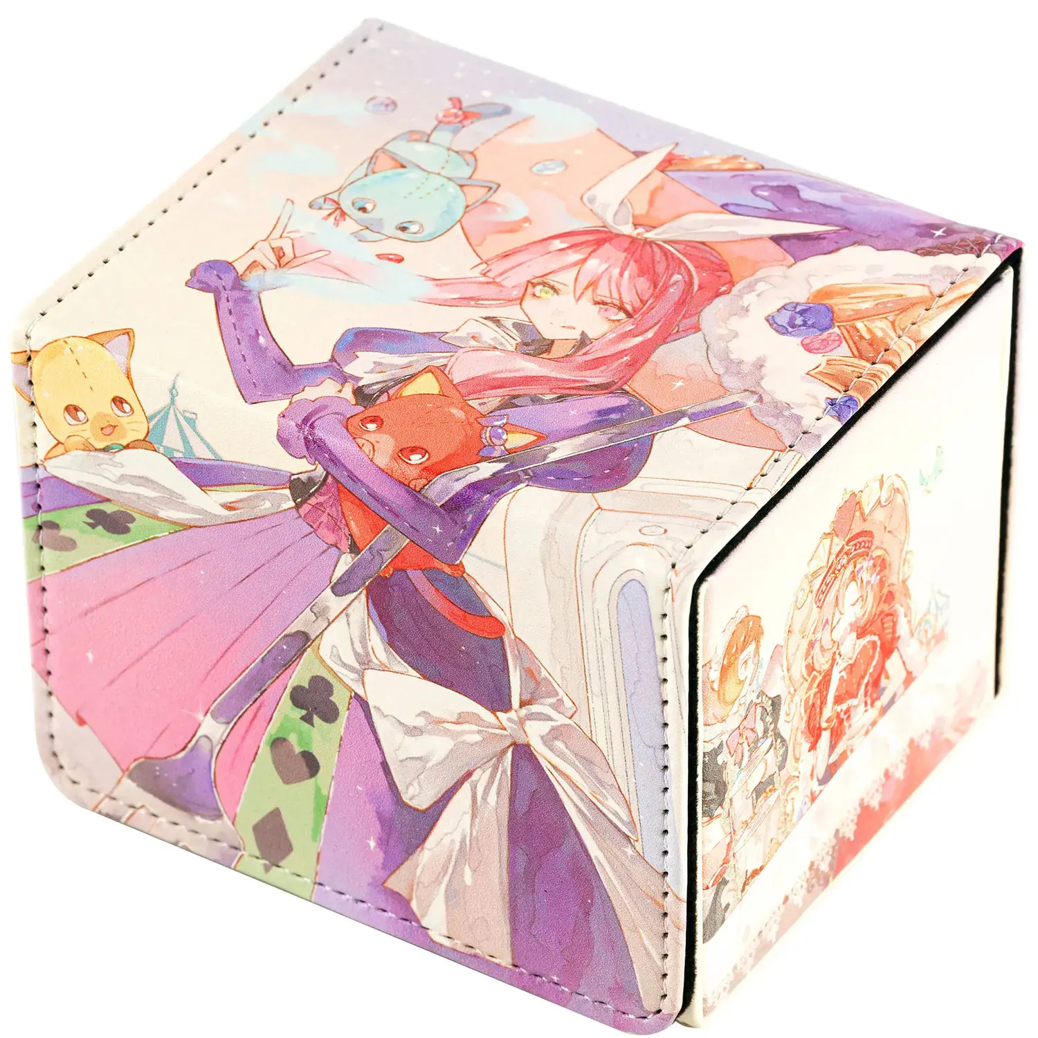 100+ PU Anime Cards Storage Box Deck Board Game TCG Cards Box Protector Bag for MGT/Pkm/Yu-gi-oh/Trading Card Collecting Game