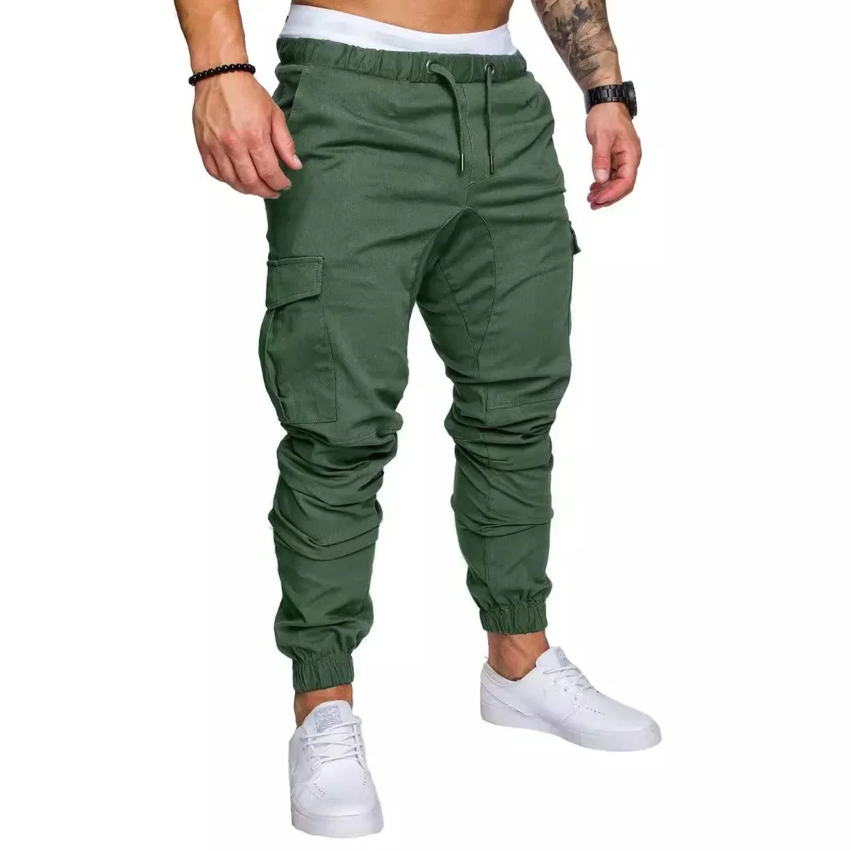 2024 New Men's Overalls Multi-pocket Micro-elastic Sports Casual Fitness Leggings Trousers Joggers Men  Cargo Pants Men