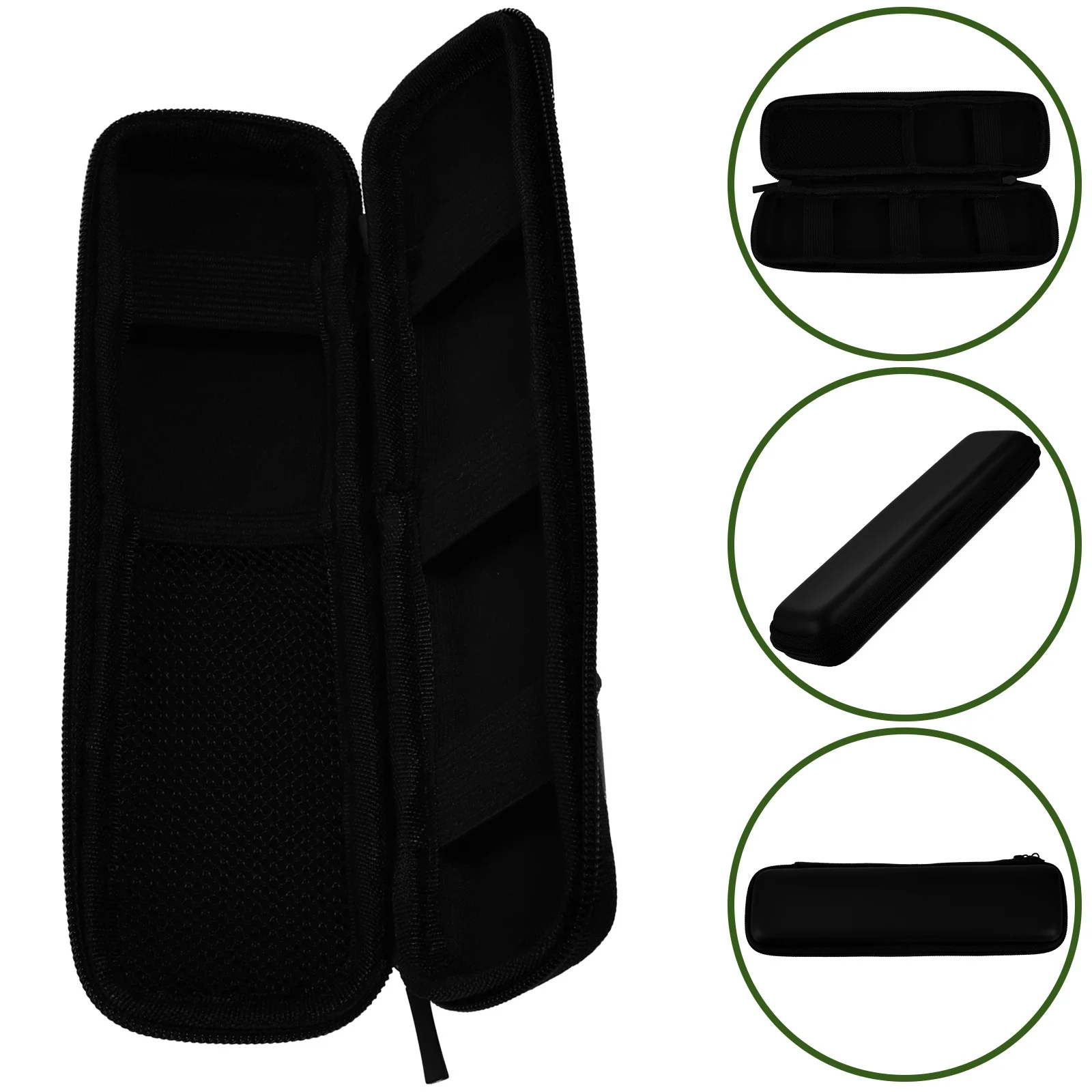 

Eva Black Pencil Case 20x6x35cm Hard Shell Pen Organizer with Mesh Pocket and Elastic Strap for Pencils Stylus