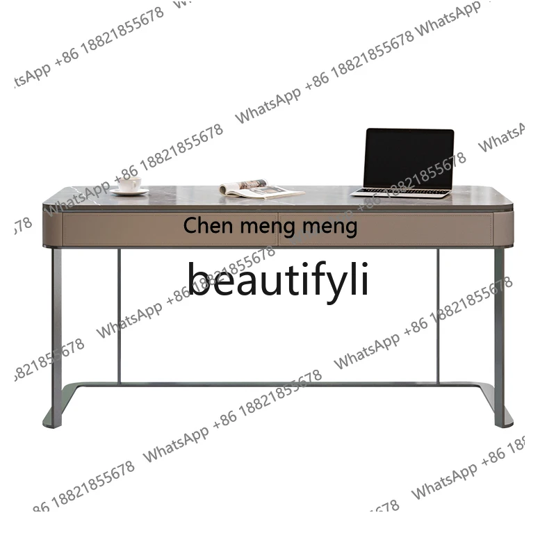 

Modern Simple Desk Modern Stainless Steel Marble Writing Desk Home Computer Light Luxury Desk H