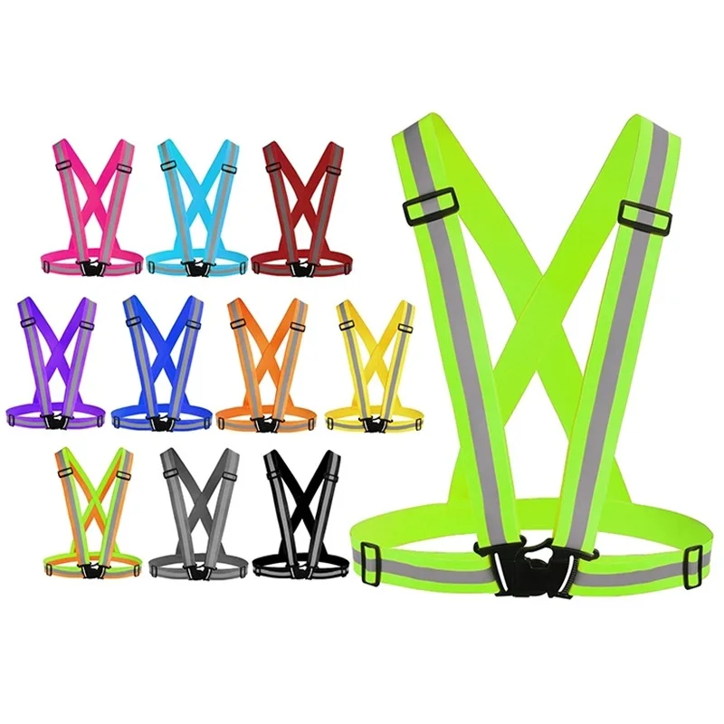 

Adjustable Highlight Safety Vest Reflective Strap Safety Jacket for Night
