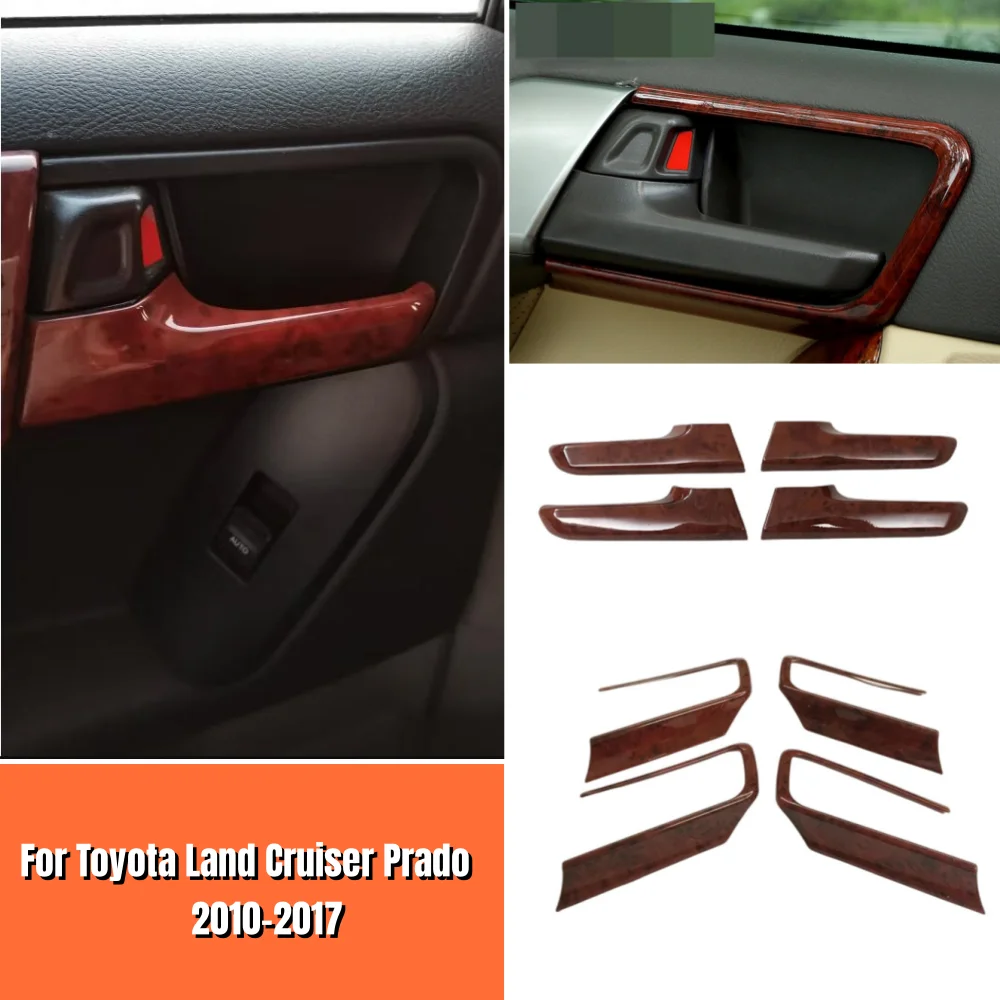 

For Toyota Land Cruiser Prado FJ150 2010-2017 ABS Wood grain Interior Door Handle Cover Trims Protection Sticker Accessories