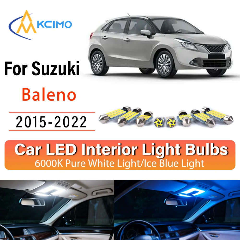 Kit d'éclairage intérieur LED à lueur persistante pour Suzuki Baleno 2015-2022 – Remplacement des lampes de dôme, de lecture et de coffre – Amélioration des éclairages de cabine