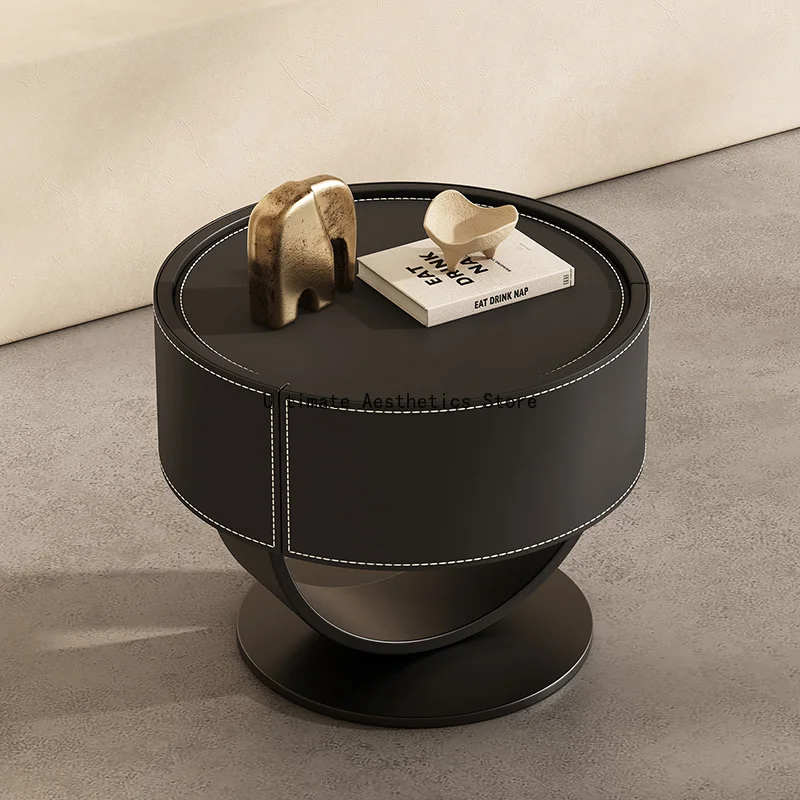 

Storage Luxury Round Nightstand Creative Modern Space Saving Bedside Table Premium Aesthetic Table De Chevet Bedroom Furniture