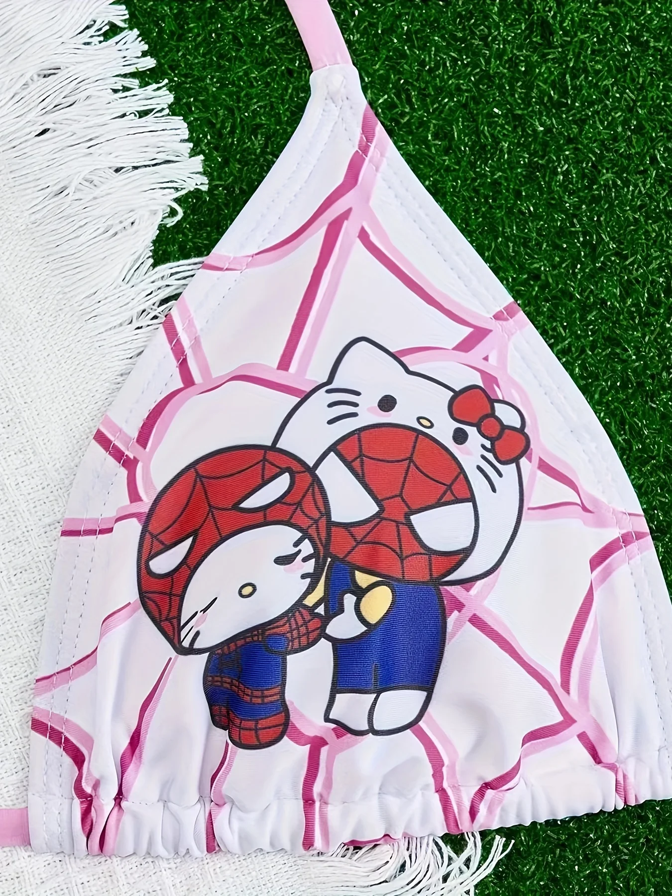 2 uds/un conjunto Sanrio lindo Bikini Gir de dibujos animados pecho pequeño reúne estilo de vacaciones en la playa