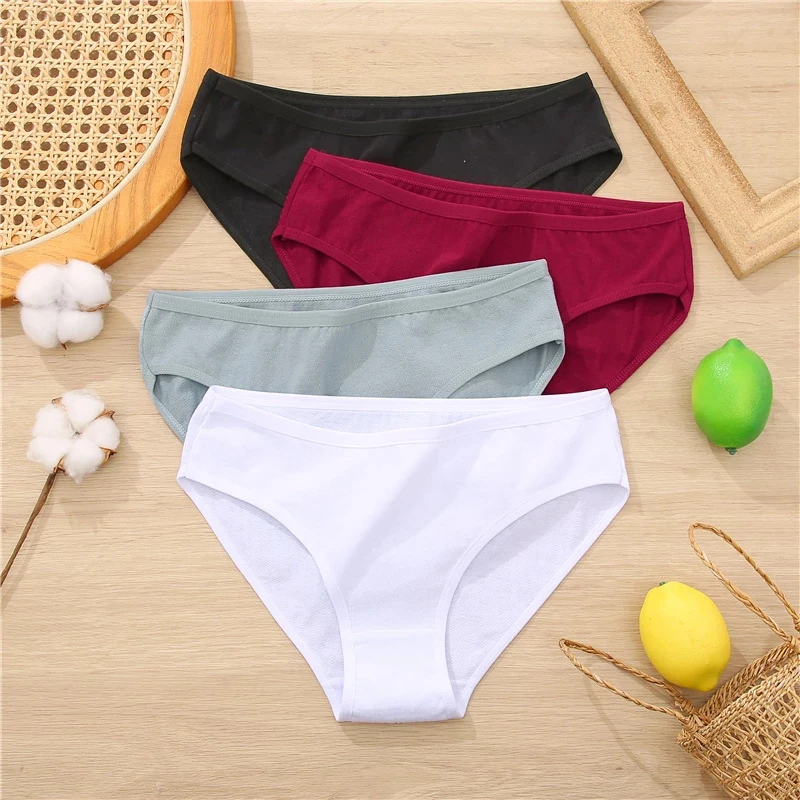 S-XL Jacquard Cotton Panties Women Panties Sexy Female Underpants Briefs Solid Color Intimate Pantys For Woman