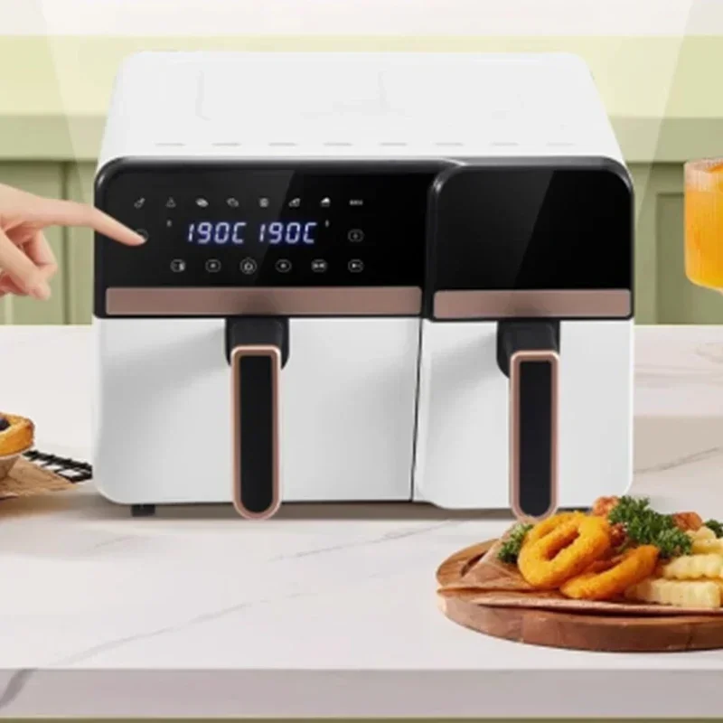 Multifunctional automatic oven-in-one electric fryer, large capacity 9L household air fryer with double compartments