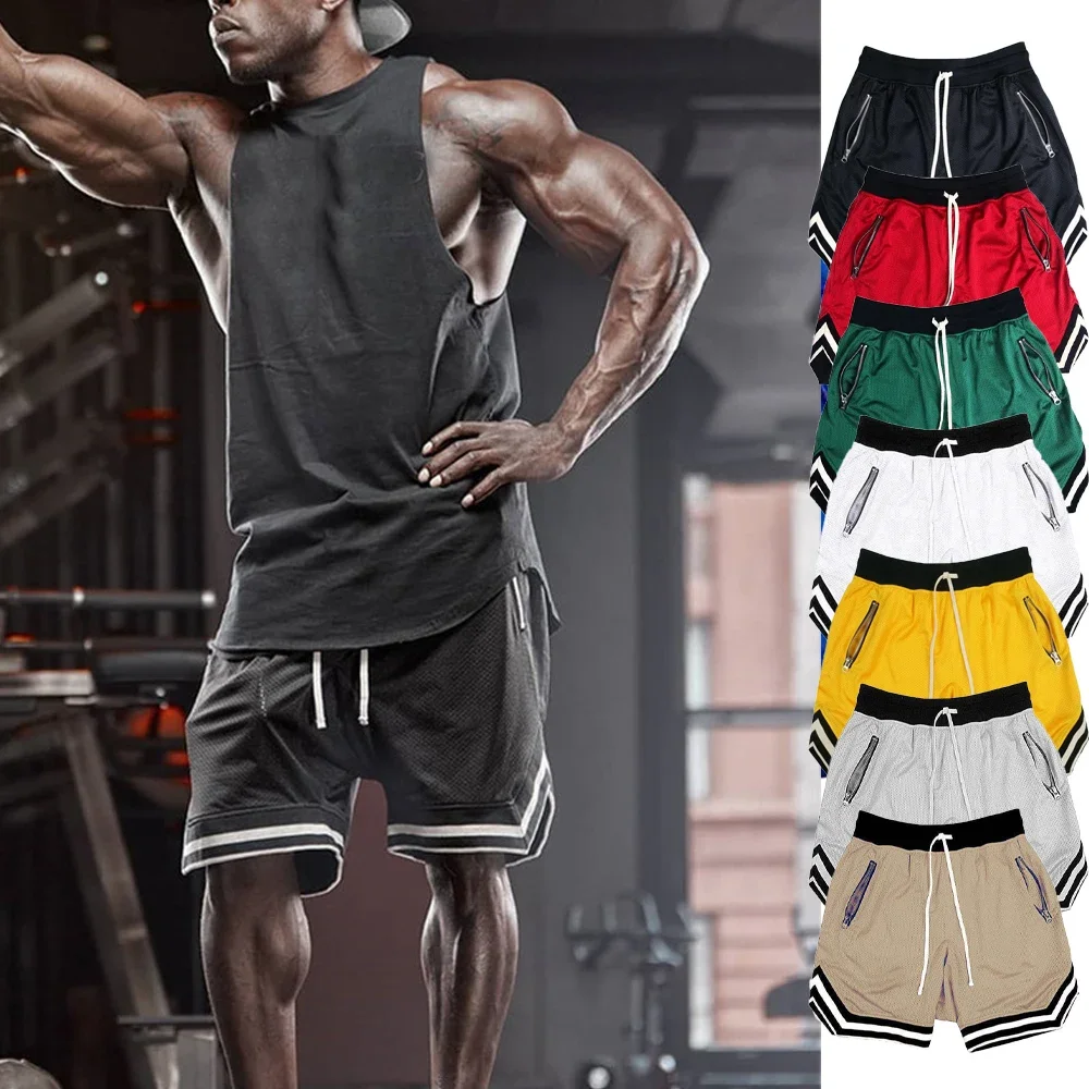

Men's Fitness Joggers Casual Breathable Short Sports Basketball Shorts Mesh Quick Dry Gym Shorts for Male Pants Summer