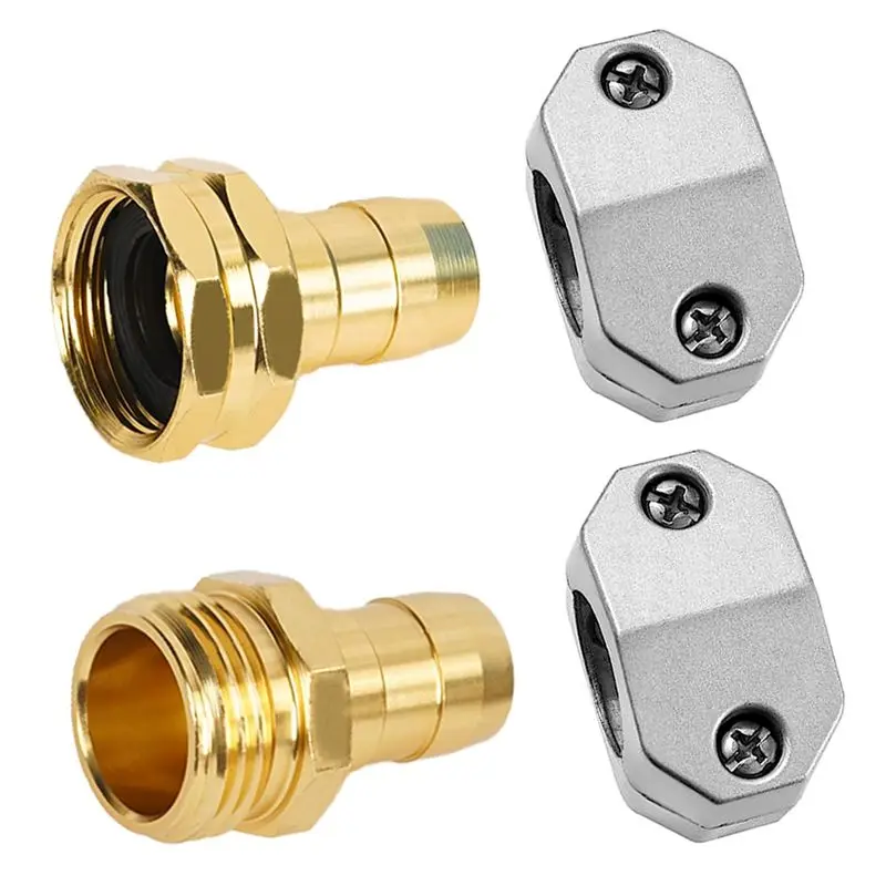 A11E-Garden Hose Repair Kit, 3 Sets Aluminum Alloy Garden Hose End Mender Kit,Fit 5/8In And 3/4In Garden Hose Connector