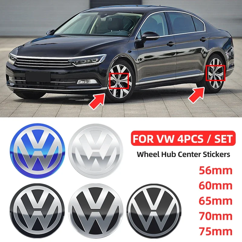 4 قطعة 56 مللي متر 60 مللي متر 65 مللي متر 70 مللي متر 75 مللي متر سيارة عجلة مركز ملصق مائي محور ملصق ل Volkswagen Golf 5 6 بولو باسات تيجوان بيتل بورا توران