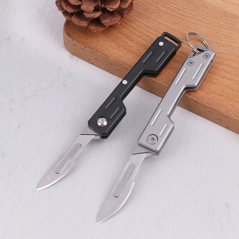 1/10PCS Stainless Steel Mini Knife Keychain Pendant Detachable Sharp Blade Portable Unboxing Sharp Mini Folding Knife