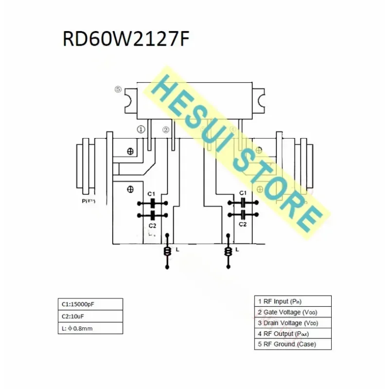 RD60W2127F  2.5V/24V 30W/60W 210Mhz - 270Mhz Amplifier MOSFET Microwave RF Power Amplifier module board Reference RA30H2127M