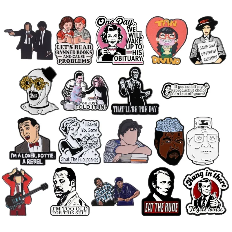 TV Movie Character Enamel Pins Funny Sarcastic Quotes Brooches Clothes Lapel Badges Vintage Jewelry Gifts for Friends