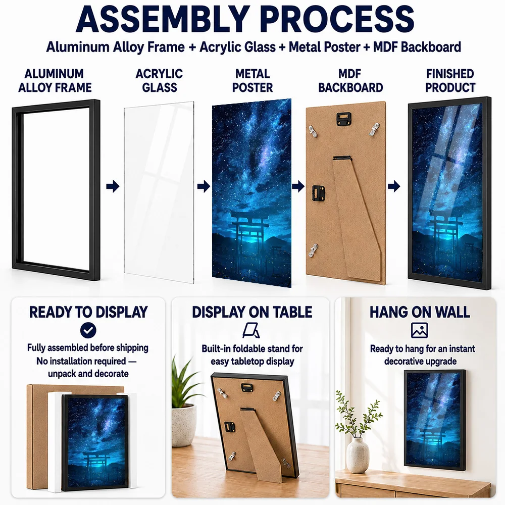 Your Name Metal Poster With Aluminum Alloy Frame Personalized Photo Neon Manga Style Wall Art For Studio Memorable Player Gift