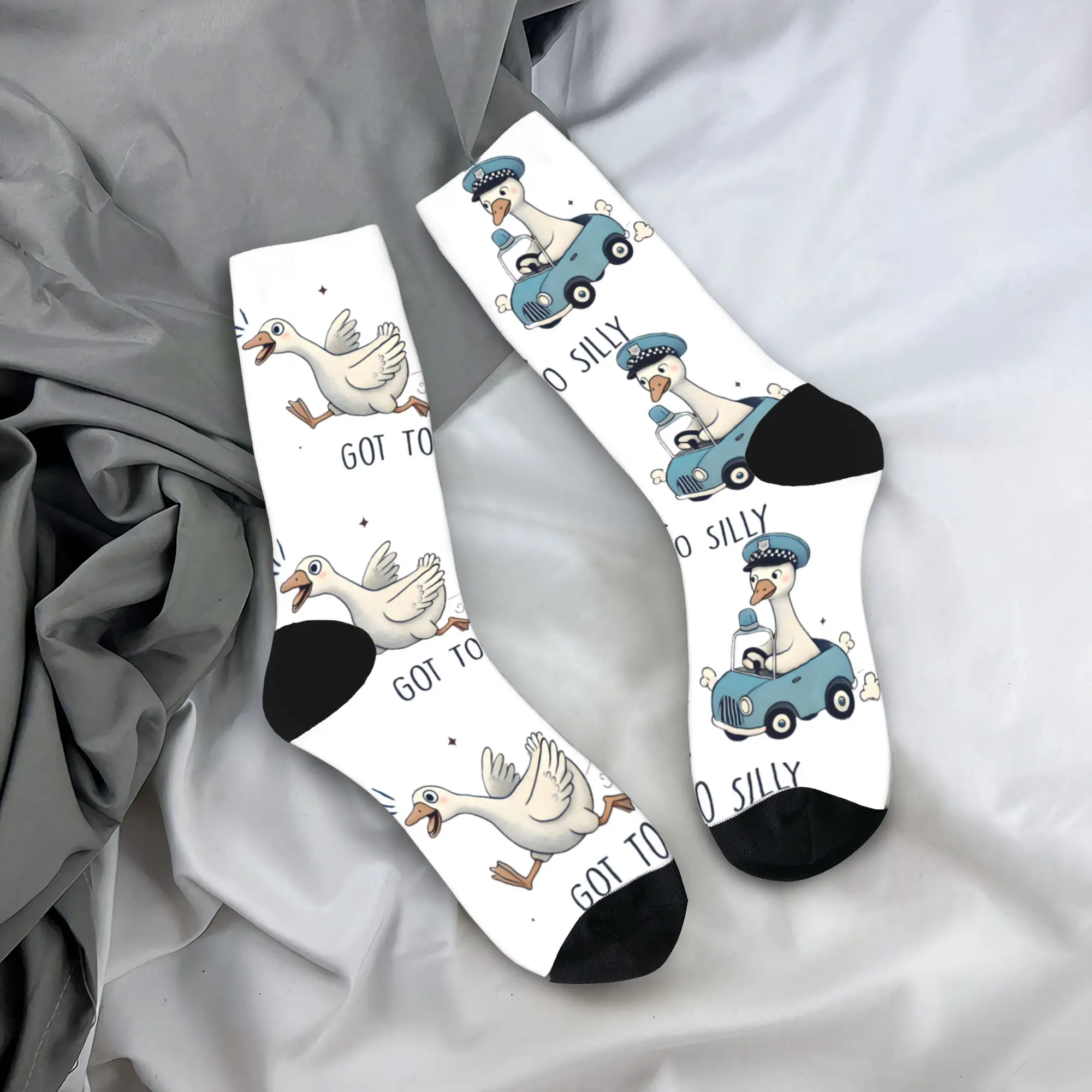 Men Socks Funny Goose Got Too Silly  Stockings Anti Bacterial Soft Breathable Socks Autumn Funny Design Running Sports Socks