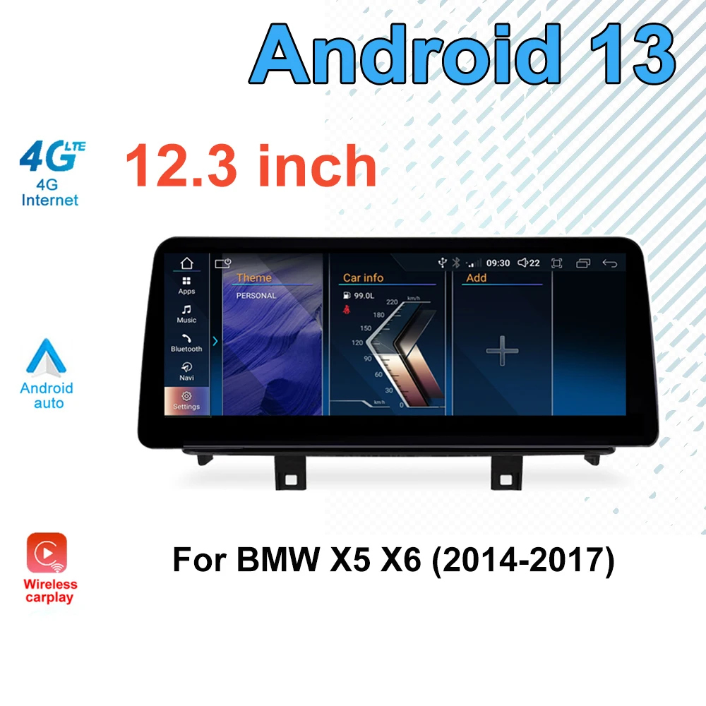 

ID8 WIFI Wireless Car Player 12.3 Inch Android 13 for BMW X5 X6 (2014-2017​) Android Headunit Navigation Multimedia Video