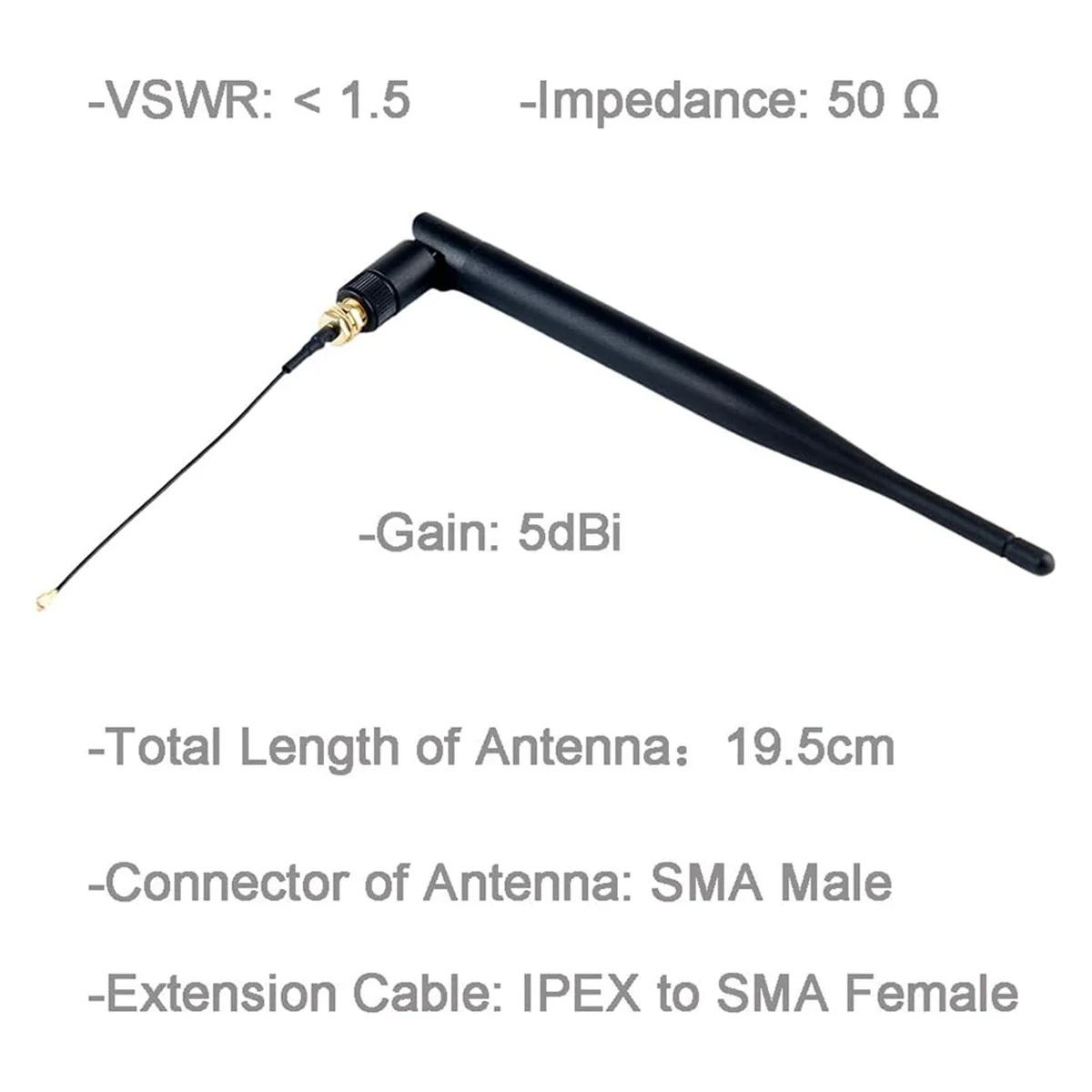 915MHz LoRa Antenna 5dBi SMA Male 195mm + IPEX to SMA Female Cable for Meshtastic ESP32 LoRa 32 V3 HTCC-AB02S(Pack of 4) HGC