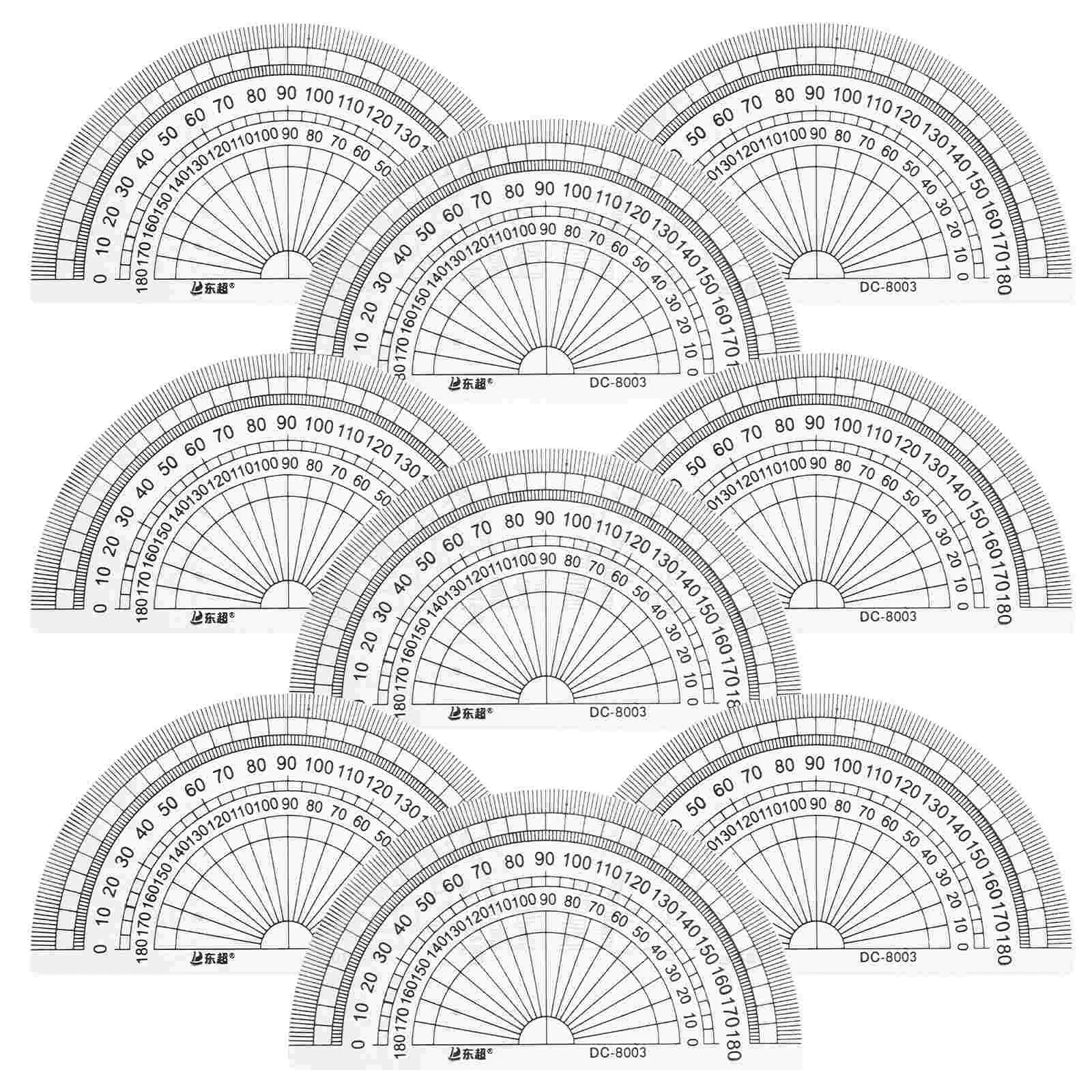 10pcs Clear Plastic Protractor Math Protractor 180 Degrees Protractor For Angle Measurement Student School Office Supply