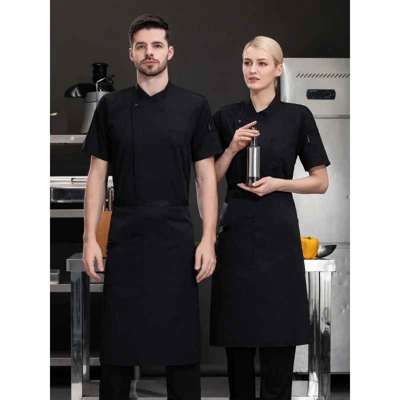 High-End Heren Chef-overall Zomer Korte Mouw Ademend Catering Bakken Westers Restaurant Kantine Speciale Witte Kleding