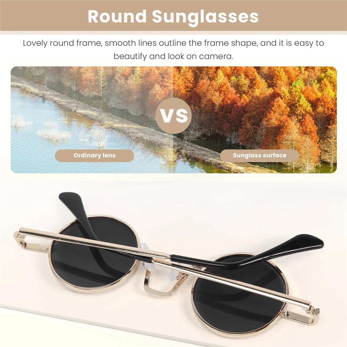 Vintage Round Sunglasses Brand Design Women Men Sunglasses Luxury Retro Uv400 Eyewear Fashion Shades-Black Gray & GoldJAS