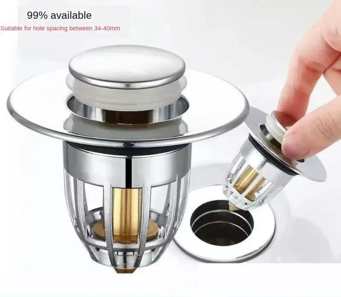 Push-type Spring Core Anti-odor Washbasin Leakage Plug Copper Core Drain Sink Washbasin Tool Kitchen General Accessories