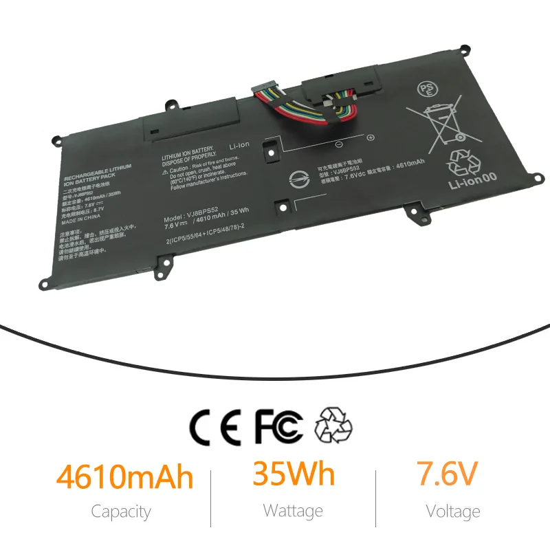 NOBI-Bateria do portátil para Sony VAIO, VJ8BPS52, 7.6V, 35Wh, 4610mAh, S13, VJS132C0711B, VJS132C0811S, VJS112C0111B, VJS112C0311S, Novo