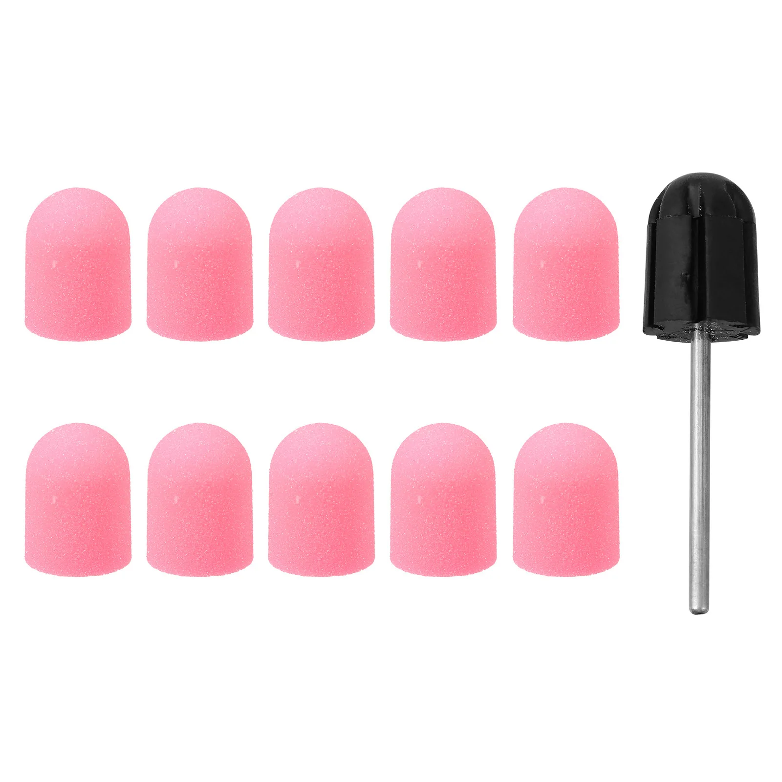 

10pcs Nail Sanding Caps Manicure Grinding Head Wear-Resistant Rust-Proof Heat Resistant Fine Sand For Cuticle Care Portable