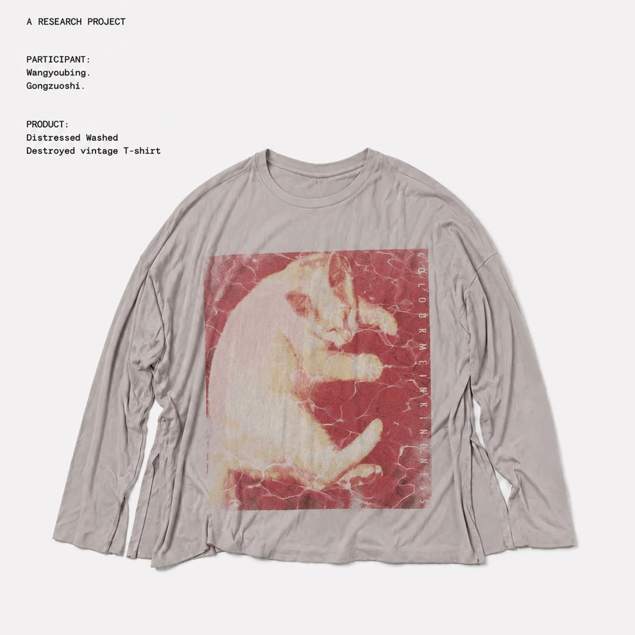 Wang Youbing Studio American Retro Vintage Washed  Long Sleeve T-Shirt Loose Fit Cotton Youth Fashion Summer Casual Unisex