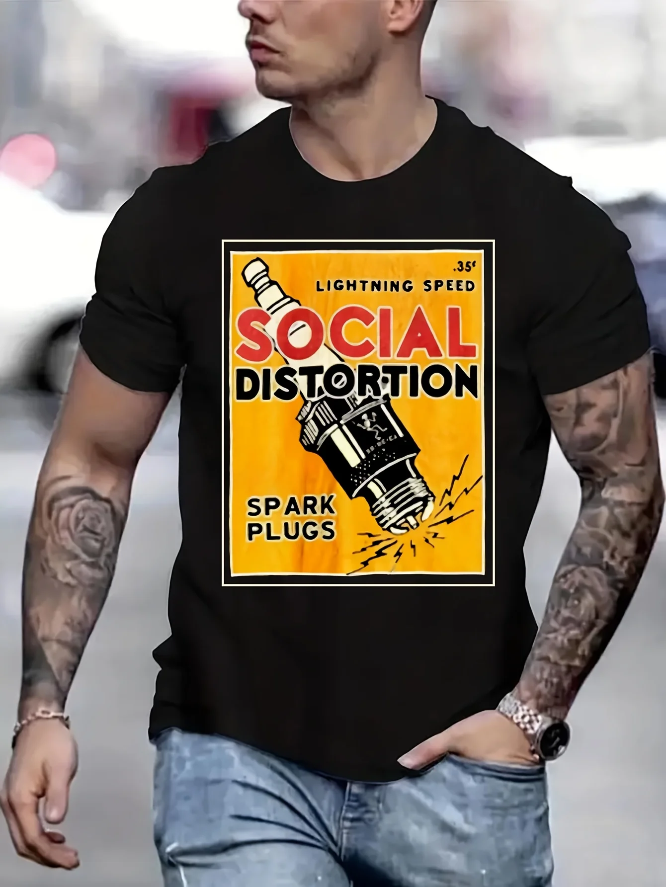 SOCIAL DISTORTION SPARK PLUG Funny Shirt Gym Clothing Men Top Anime Men T shirt Printed T-Shirt B5021366