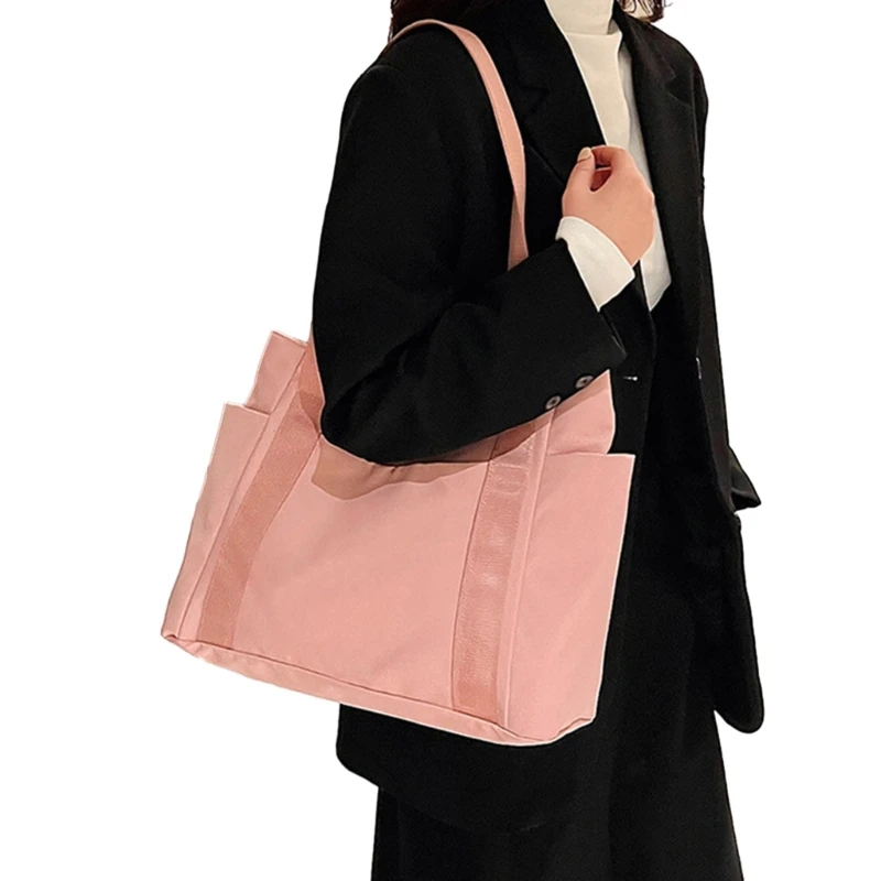 Woman Trendy Nylon Tote Unisex Large Capacity Shoulder Handbag Spacious Saddle  for Casual Outing