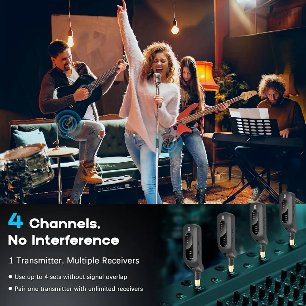 

【Эксклюзивное предложение!】5,8 ГГц Беспроводная гитарная аудиосистема Перезаряжаемый передатчик и приемник Электрогитара Бас-запчасти Гитара Acc