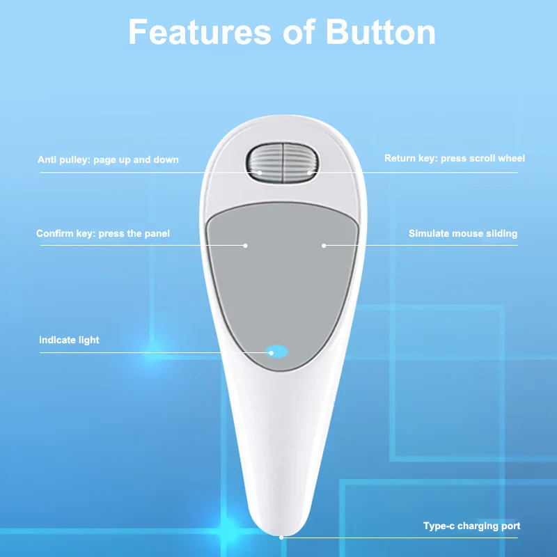 Bluetooth Wireless Air Mouse ricaricabile Type-C Mouse ergonomico Touch Control Thumb Finger Mini Mouse per telefono IPad Tablet IOS