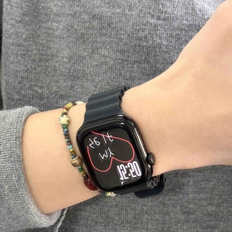 Bands For Apple Watch 10-Ultra 2-3 49mm 45mm 41mm 44mm Silicone Ocean strap Bracelet iWatch series 11-9 8 7 6 5 4 SE 3 46mm 42mm