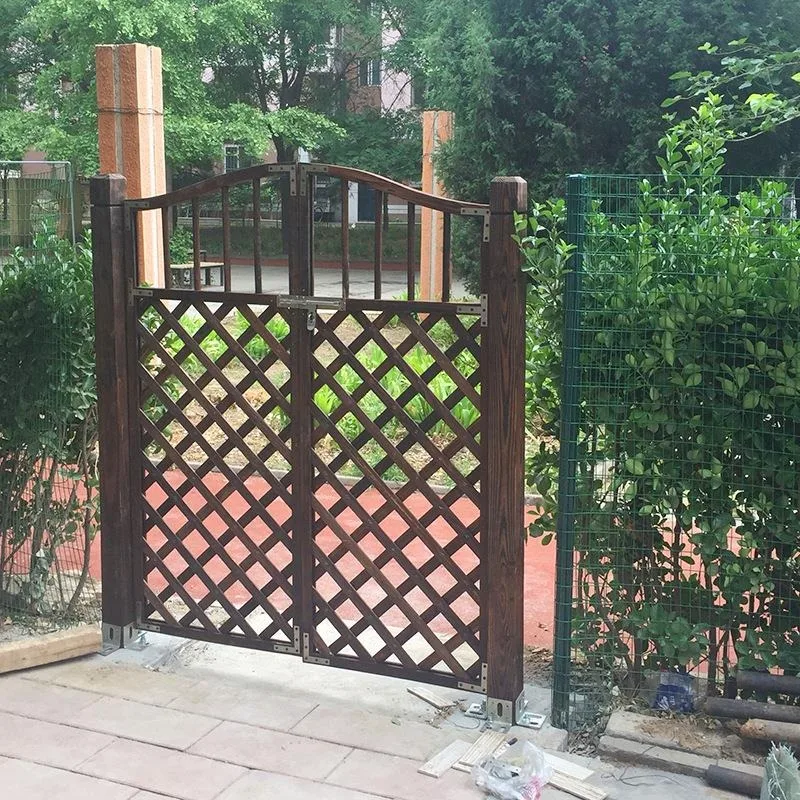 Carbonized wood fence grid, outdoor preservative wood courtyard, single gate fence