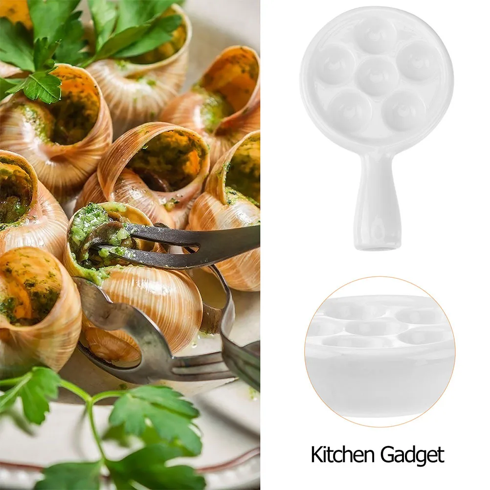 

2Pcs Ceramic Escargot Baking Tray Thick Stable Snail Grill Plate Multi-Slot Shellfish Holder High Temperature Resistance