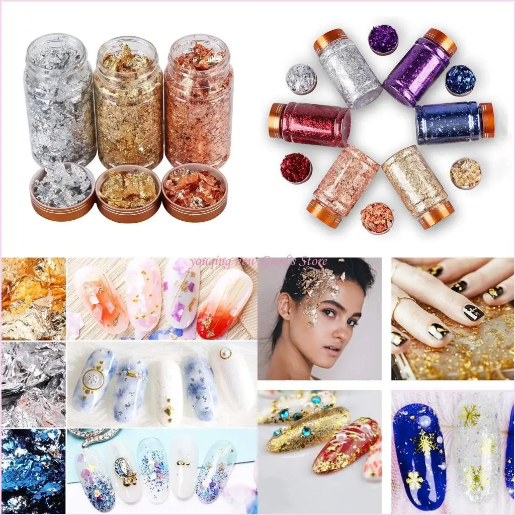 

57qa 6 цветов позолоченные хлопья с пинцетом