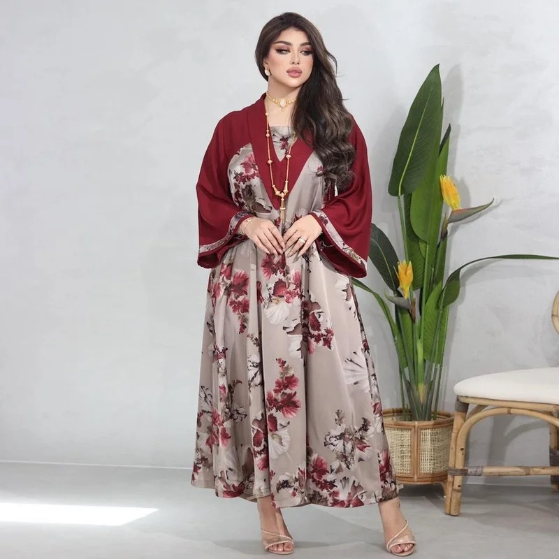 

Musulman Abayat Dress Printing Stitching Abayas for Women Dubai 2022 Middle East Women's Dress Clothes for Muslim Women