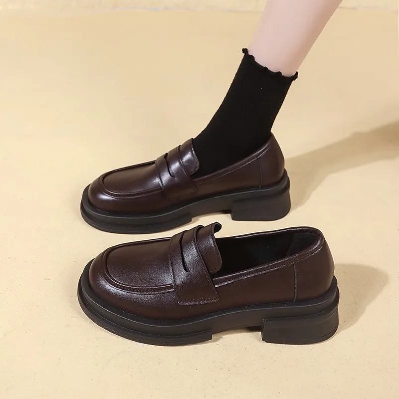 New Japanese Style College Student Shoes Cosplay Lolita Shoes for Women/Girl Fashion Black/Coffee Uniform Platform Shoes 2024