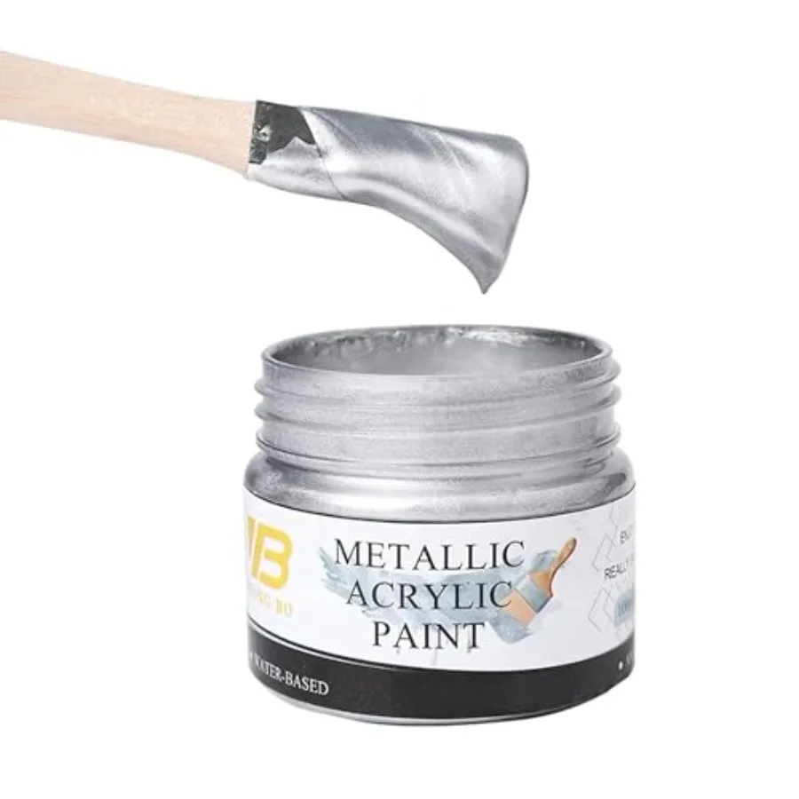 

Metallic Silver Acrylic Paint,,Art Craft Paints for Canvas, Rock, Stone, Wood, Fabric, Art Supplies