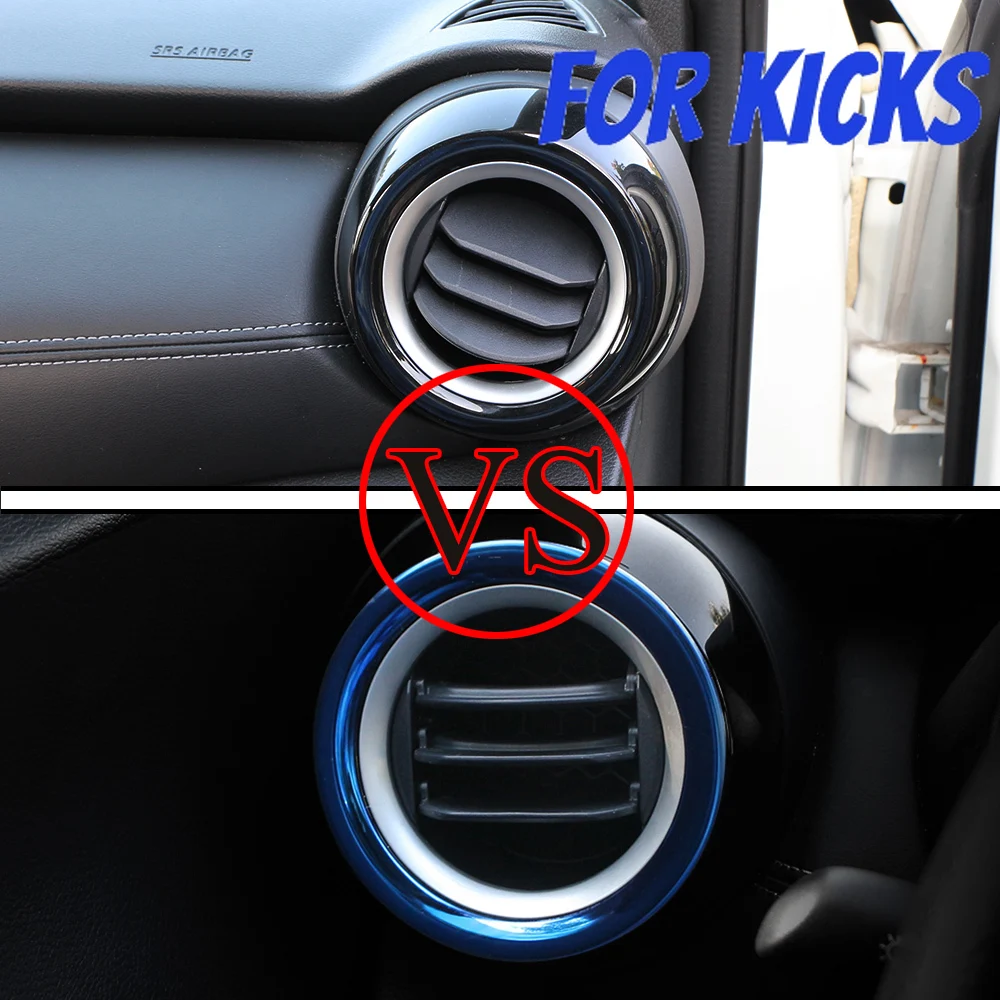 2Pcs/Set Car Air Vent Outlet Cover for Nissan Kicks 2017 - 2021 Stainless Accessories Air Conditioning Outlet Trim