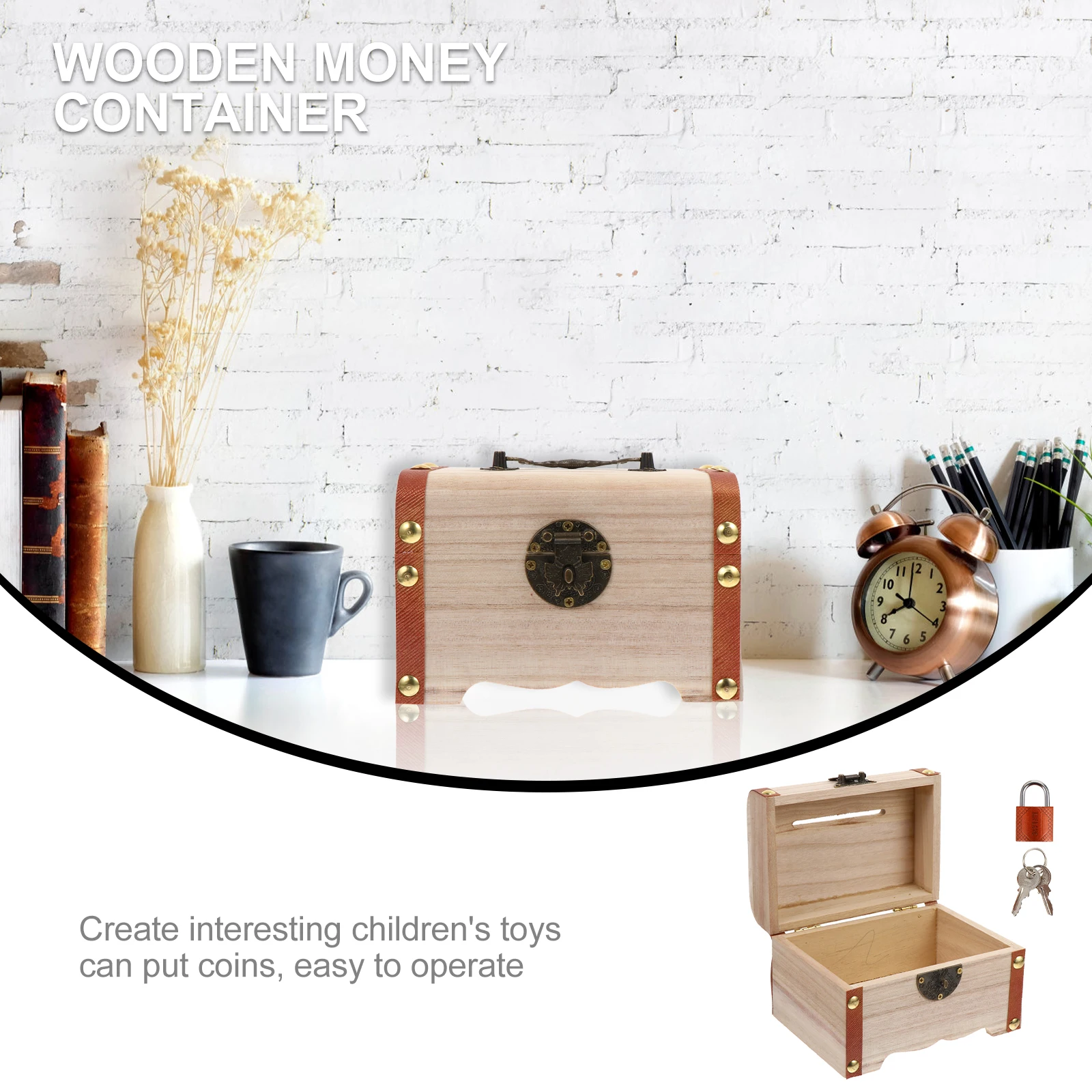 

Wooden Money Bank Creative Kids Storage Box Birthday Gift For Children Saving Container Wood Coin Holder Practical Decorative
