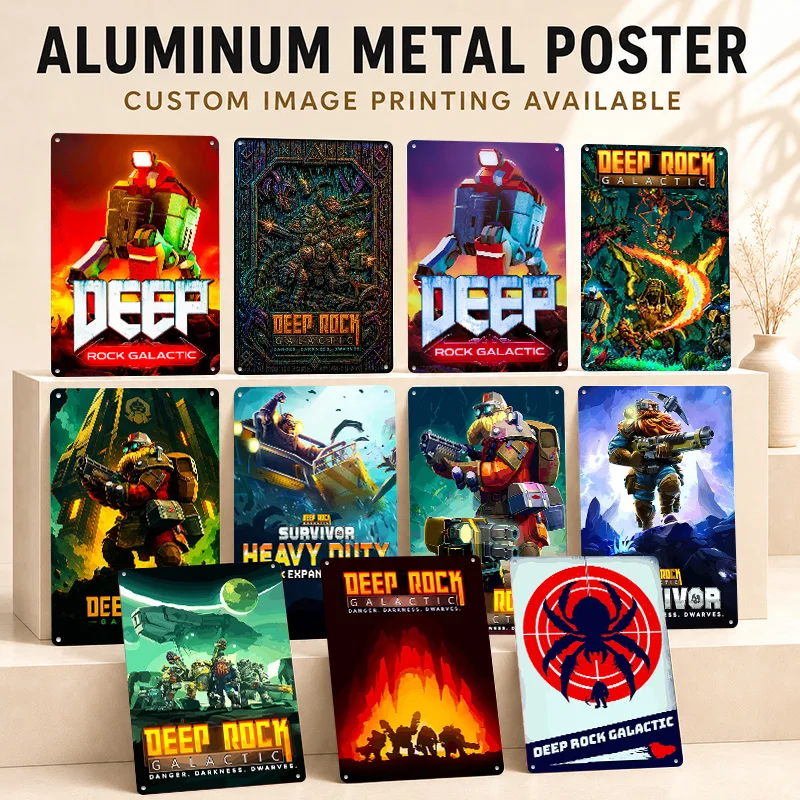 Deep Rock Galactic Textured Posters Customized Aluminum Metal Sign Collectible Pixel Era Culture Wall Art For Bedroom Or Arcade