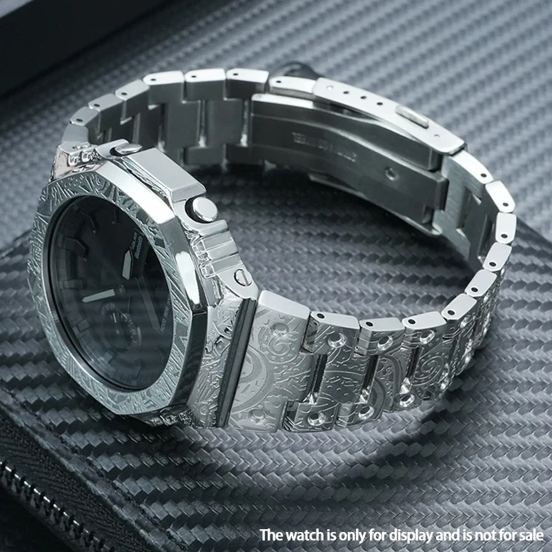 vintage paisley engraved stainless steel case and band replacement parts custom mod fit for Casio GA-2100 & GA-2110 G-Shock meta