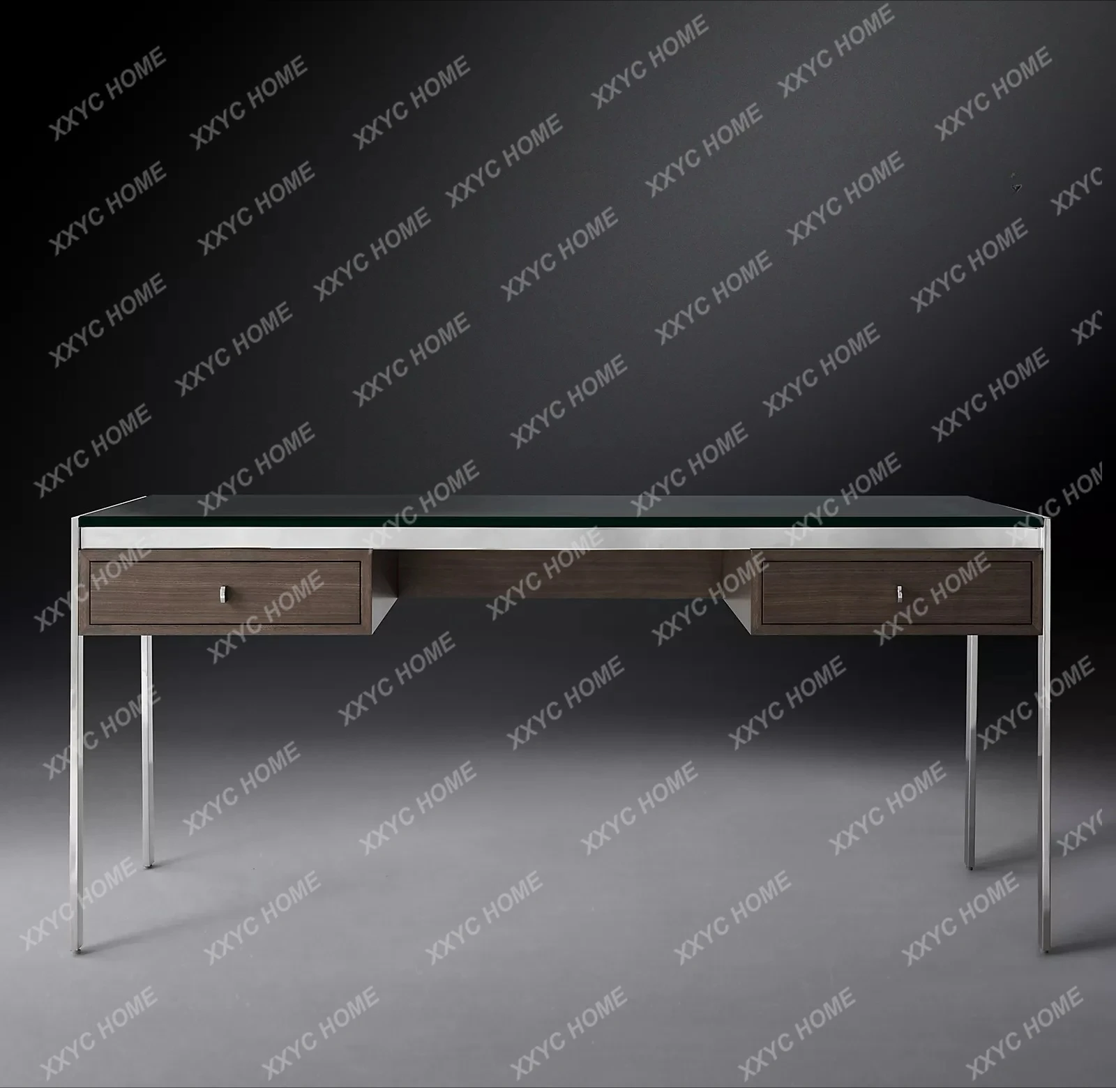 

Новый стол из цельного дерева, простой современный стол для учебы из металлического стекла, стол для переговоров