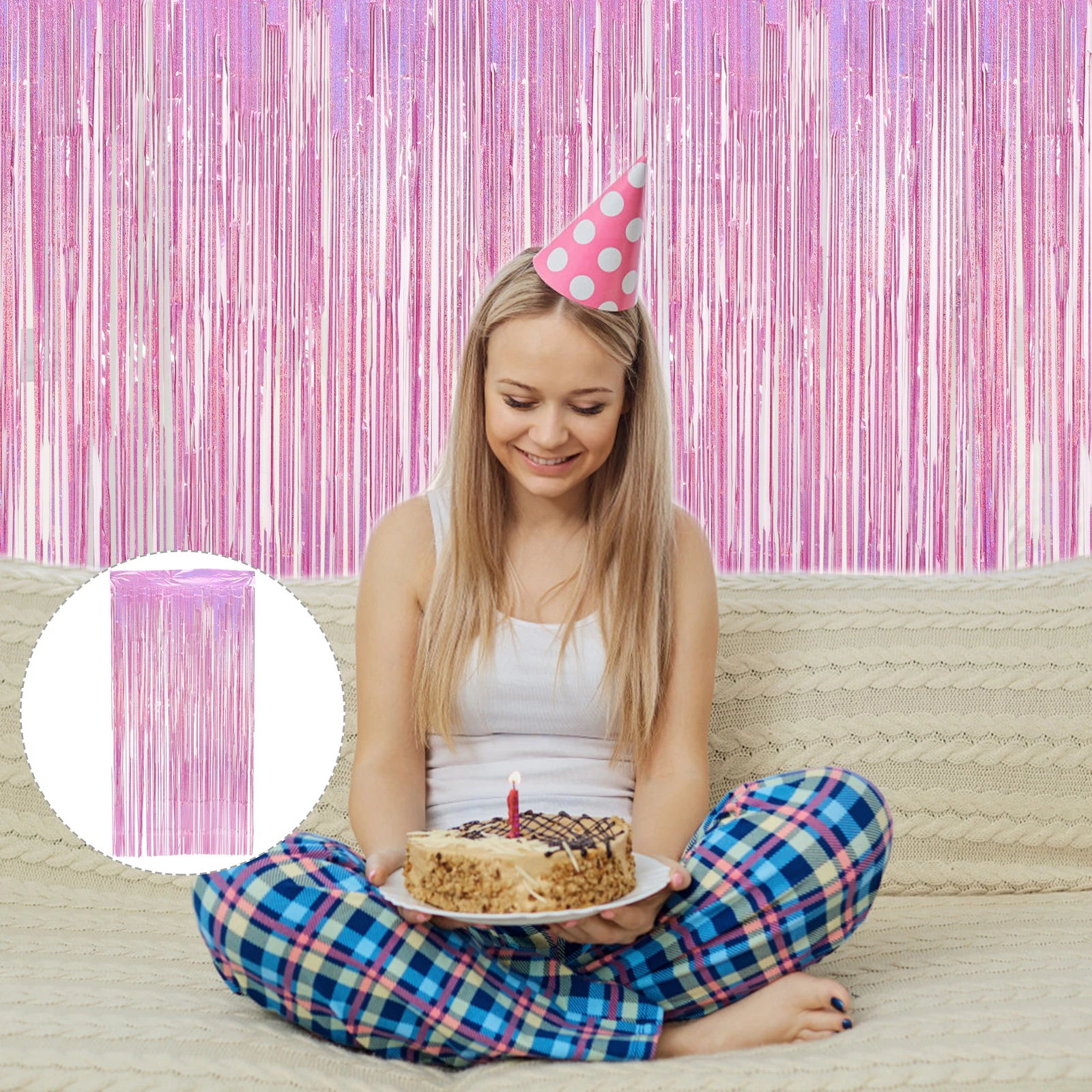 

3Pcs Fringe Background Party Backdrop Decorations Plastic Wedding Baby Door TinselBackdrop StreamerCurtain