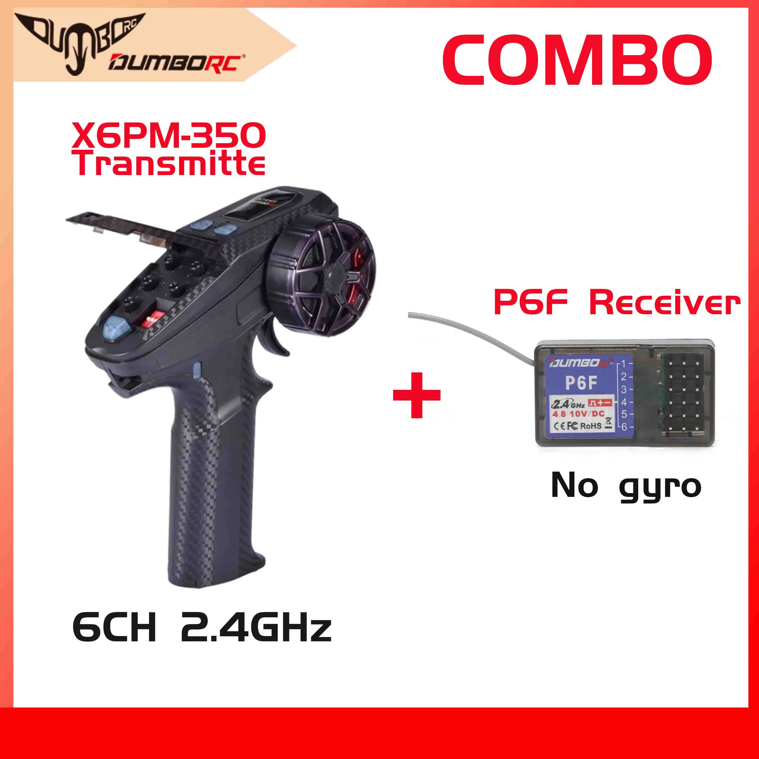DUMBORC X6PM-350 6CH 2.4GHz Transmitter P6F Receiver Remote Control for RC Car Truck Crawler Drift Truck Boat DIY Model Toy Part