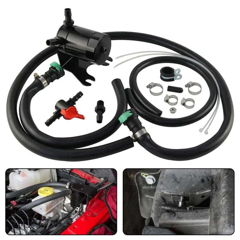 

Black Performance Baffled Oil Catch Can Kit for Jeep Wrangler Pentastar V6 18-23 Jeep Gladiator Pentastar V6 20-23 3.6L Engine